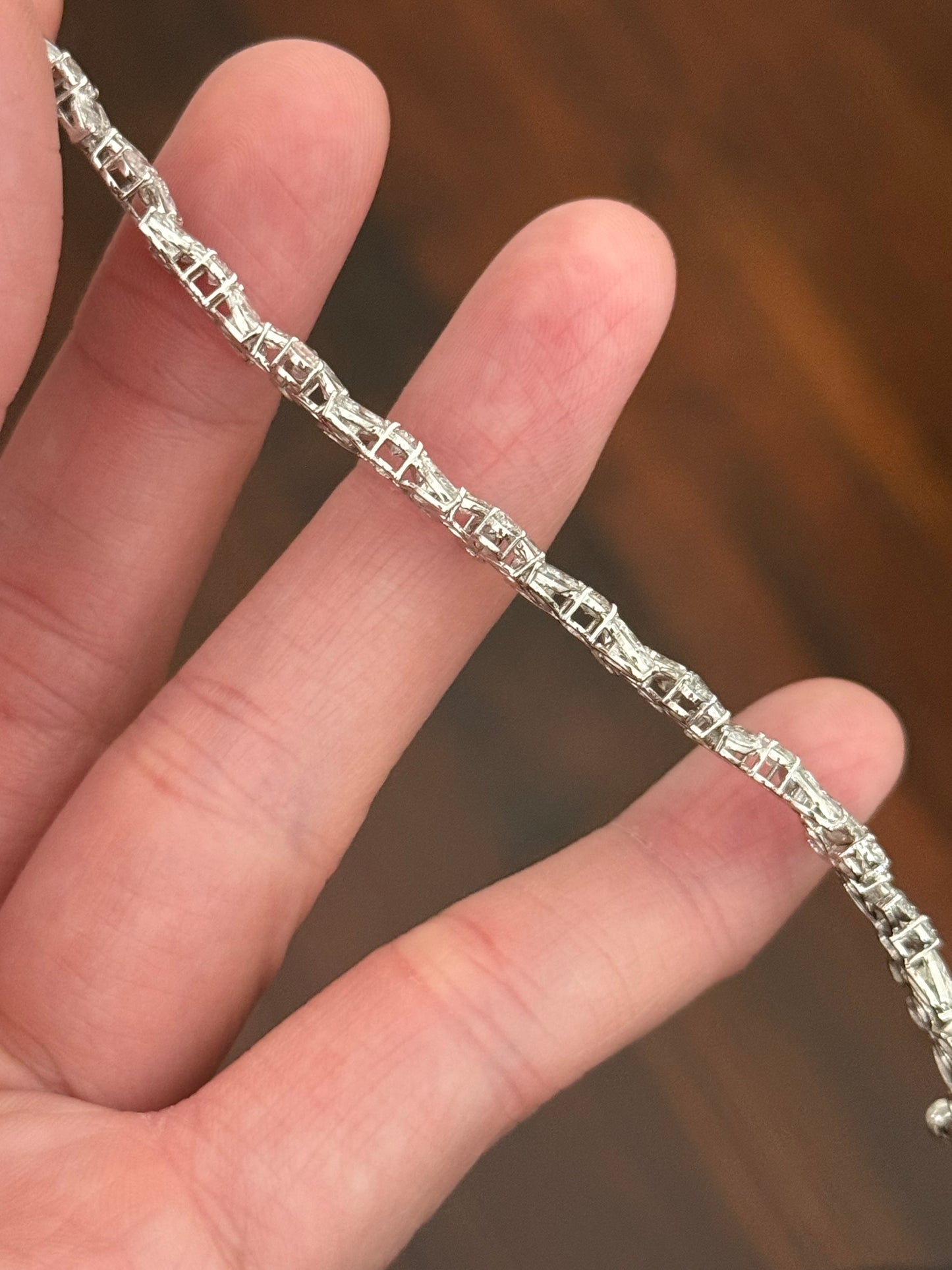 White gold 9.9ct marquise, oval and pear shape lab diamond bracelet