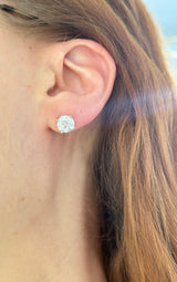 White gold 4 prong basket setting 4.15ct round lab diamond stud earrings with a push back