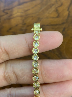 18k 5.31 CT Lab 6.5 inches Yellow Bezel Tennis Bracelet