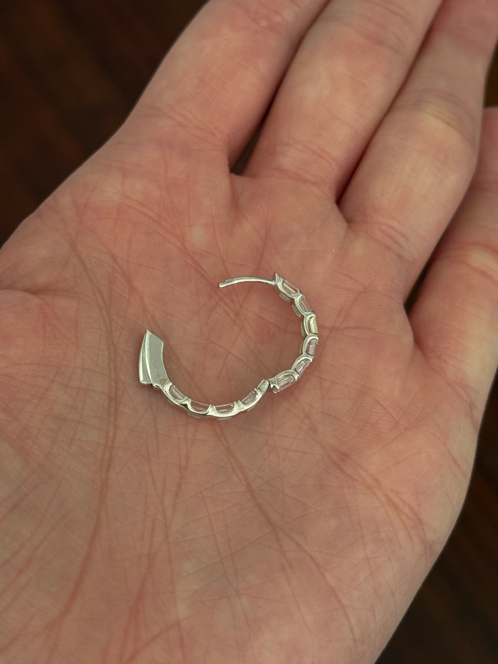 19mm white gold 2.96ct lab diamond inside out hoop earrings