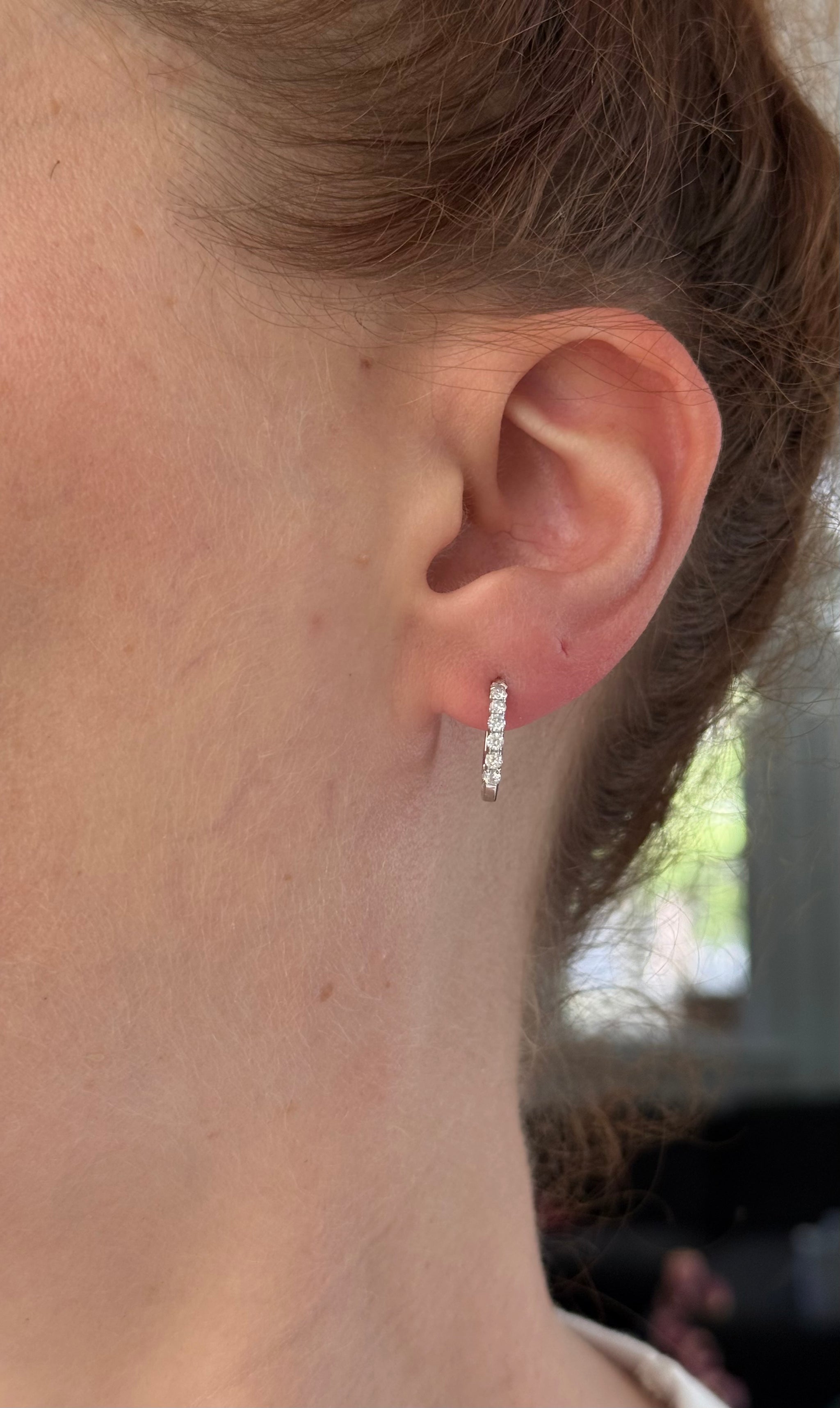 14.2mm white gold 0.72ct lab diamond inside out hoops