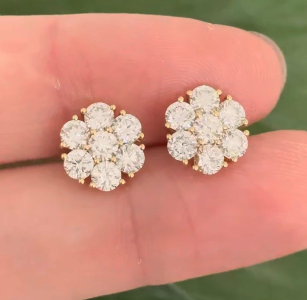 IGI certified yellow gold 2.11ct lab diamond earrings with push backs