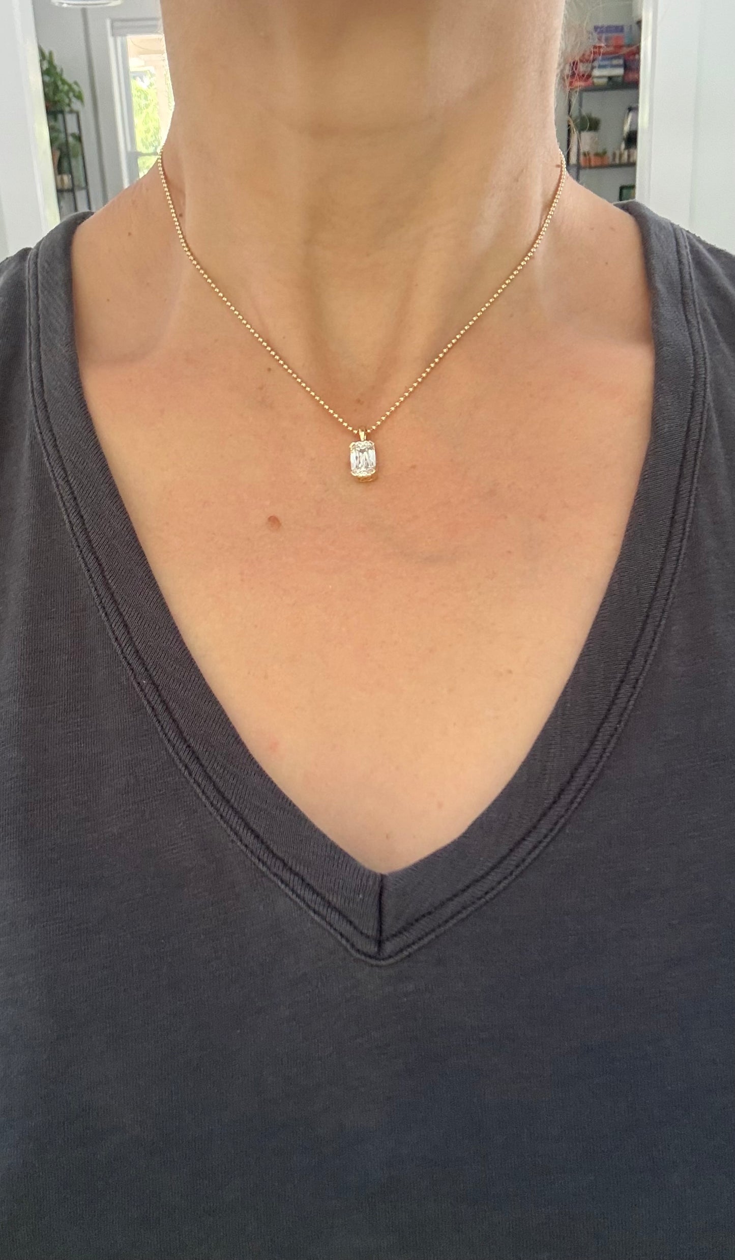Yellow gold 2.67ct scissor cut lab diamond pendant