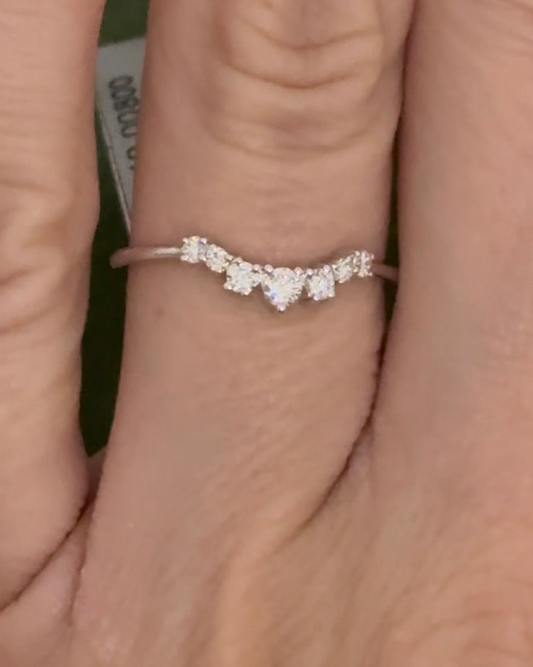 White gold lab diamond curved band