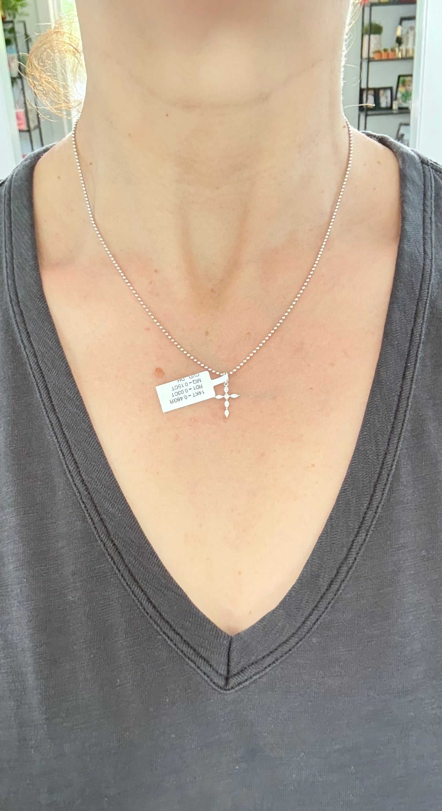 Cross pendant with marquise and round lab diamonds