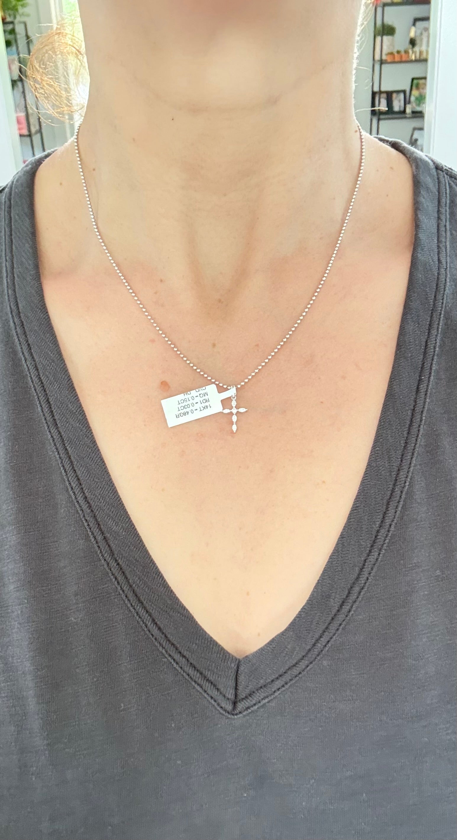 Cross pendant with marquise and round lab diamonds