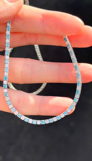 9.49 CT Blue and White Lab Diamonds Tennis Necklace
