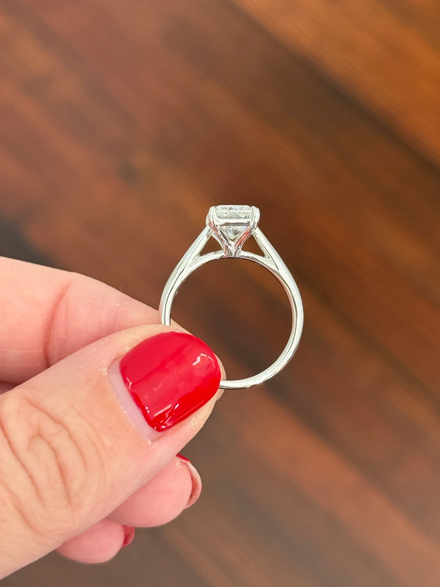 White gold IGI certified radiant lab diamond ring