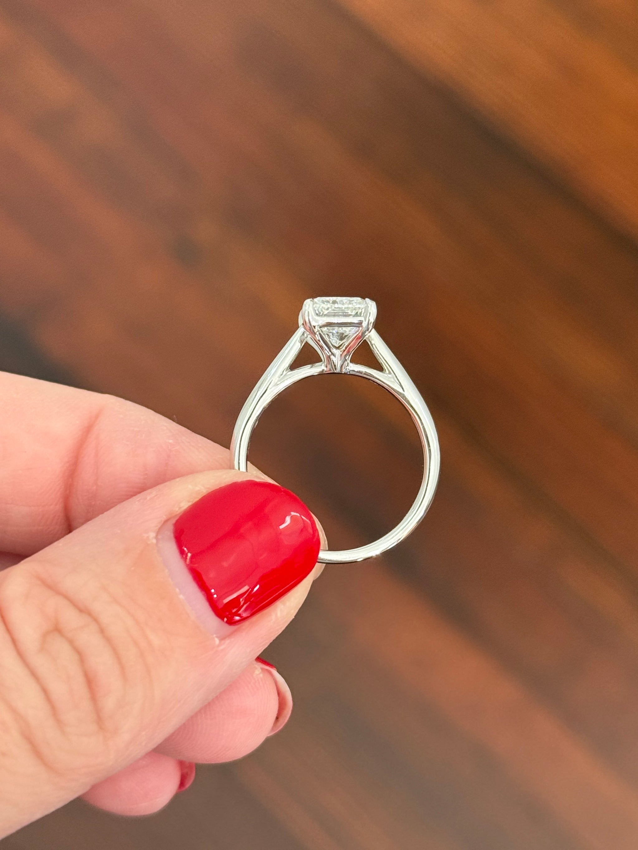 White gold IGI certified radiant lab diamond ring