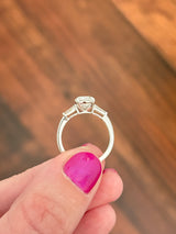 White gold IGI certified 2ct oval and tapered baguette lab diamond ring