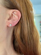 Lab diamond clover stud earrings available in white, yellow and rose gold