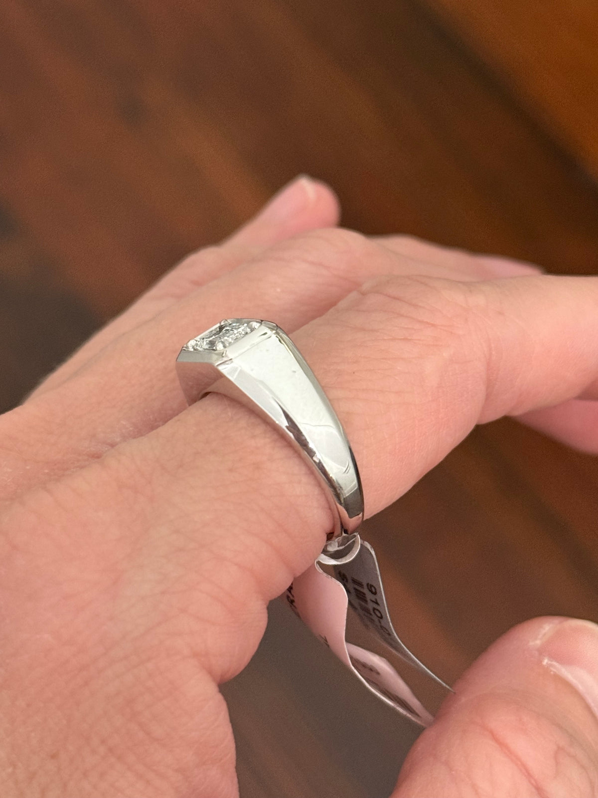 Men’s white gold 1ct emerald cut lab diamond ring