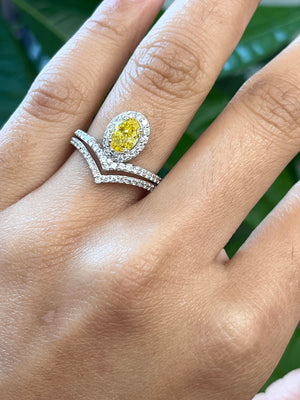 *Premade* 1.65 cttw Fancy Yellow Oval with Lab diamonds Halo Engagement Ring