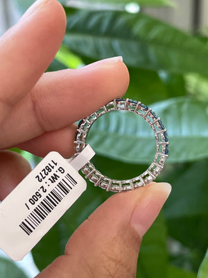 *Premade* 2.02 cttw Half Fancy Blue and Half lab diamonds Eternity Band