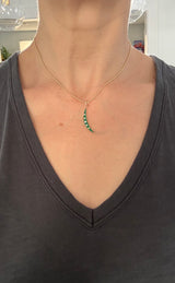 Yellow gold natural diamond and enamel crescent pendants