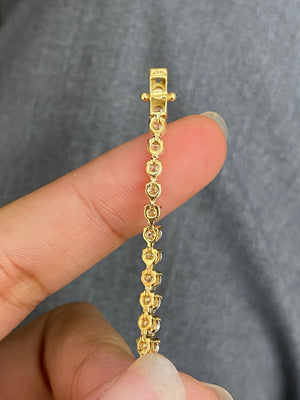 3.96 CT LAB YELLOW 3 PRONGS 7.15 INCHES TENNIS BRACELET