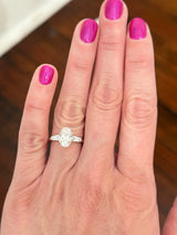 White gold IGI certified 2ct oval and tapered baguette lab diamond ring