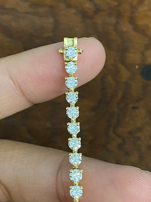 18k 4.28 CT Lab 6.5 inches Yellow   3 Prongs  Tennis Bracelet