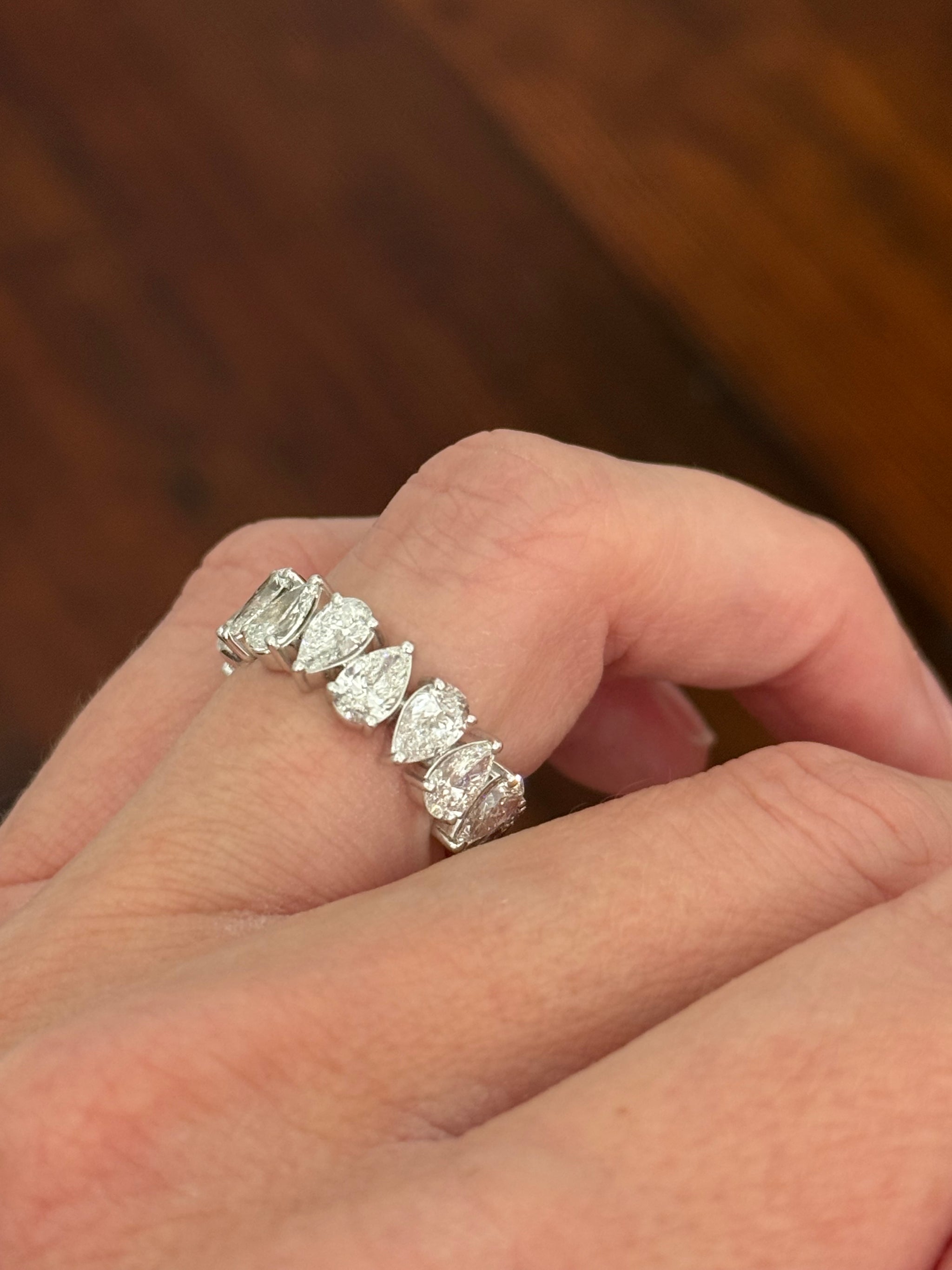 White gold 5.37ct pear shaped eternity band