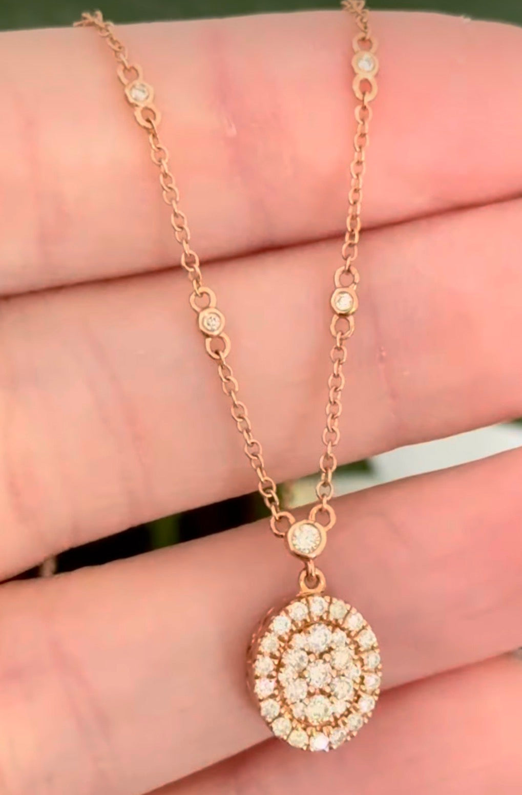 Rose gold natural diamond necklace