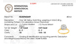 IGI certified yellow gold cushion and round lab diamond ring. Center stone is 1.57cts