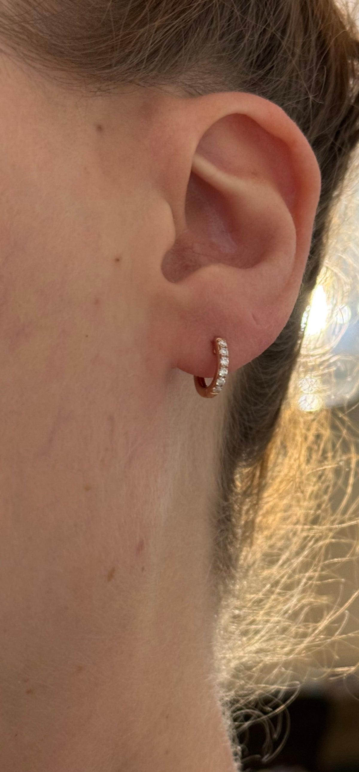 10.4mm rose gold 0.20ct lab diamond hoop earrings