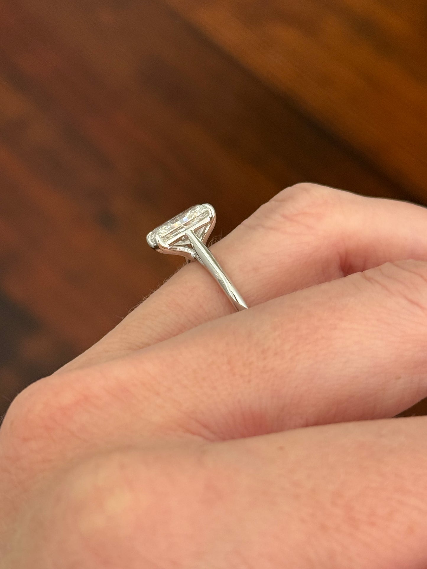 White gold IGI certified radiant lab diamond ring