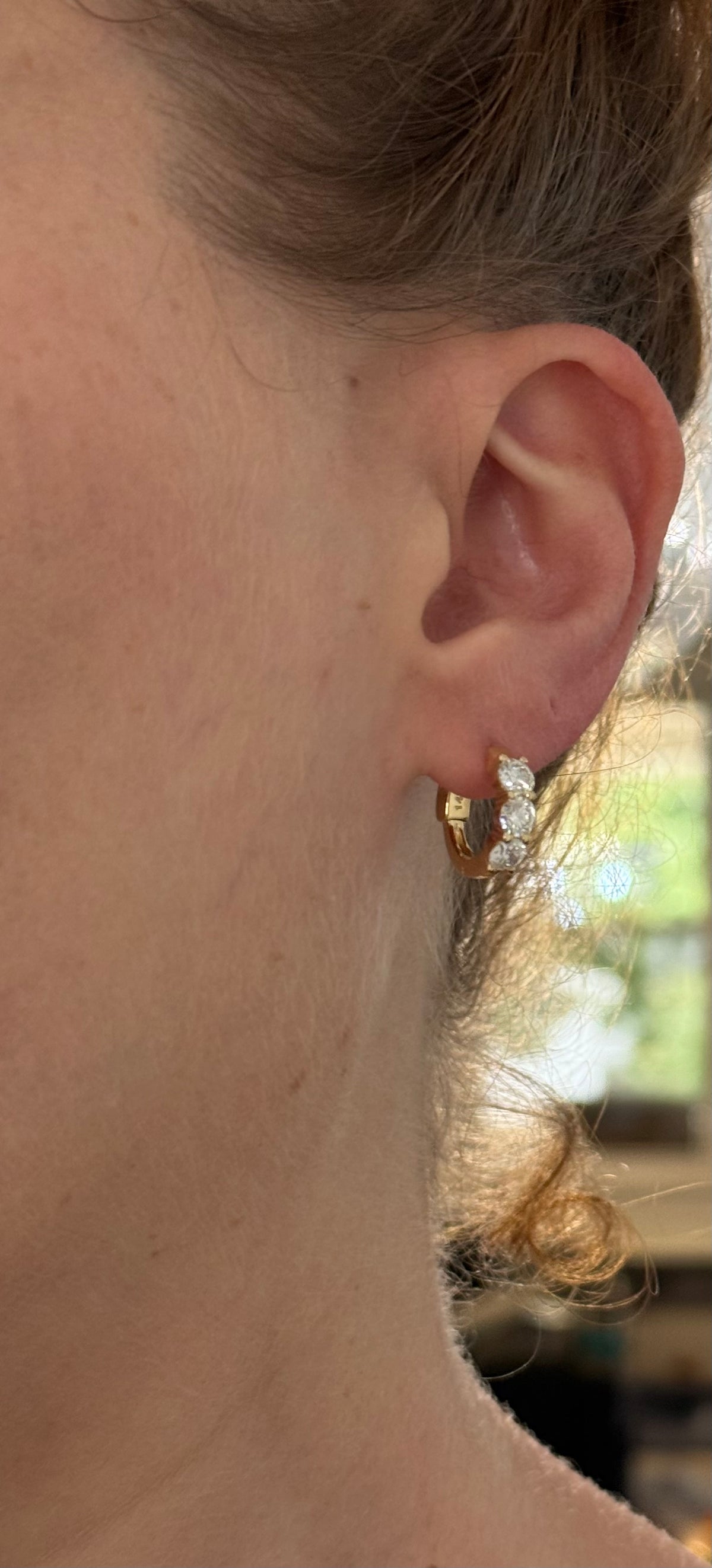 14.4mm yellow gold 2.01ct lab diamond hoop earrings