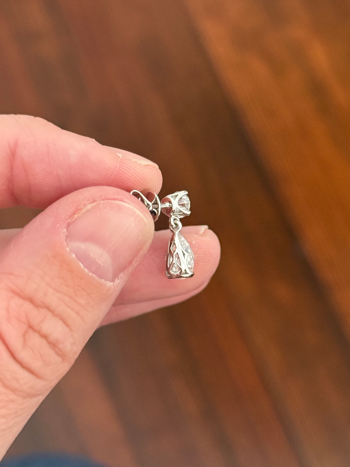IGI certified 3ct pear and round lab diamond earrings