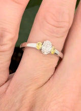 White gold 0.76ct yellow and white oval lab diamond ring