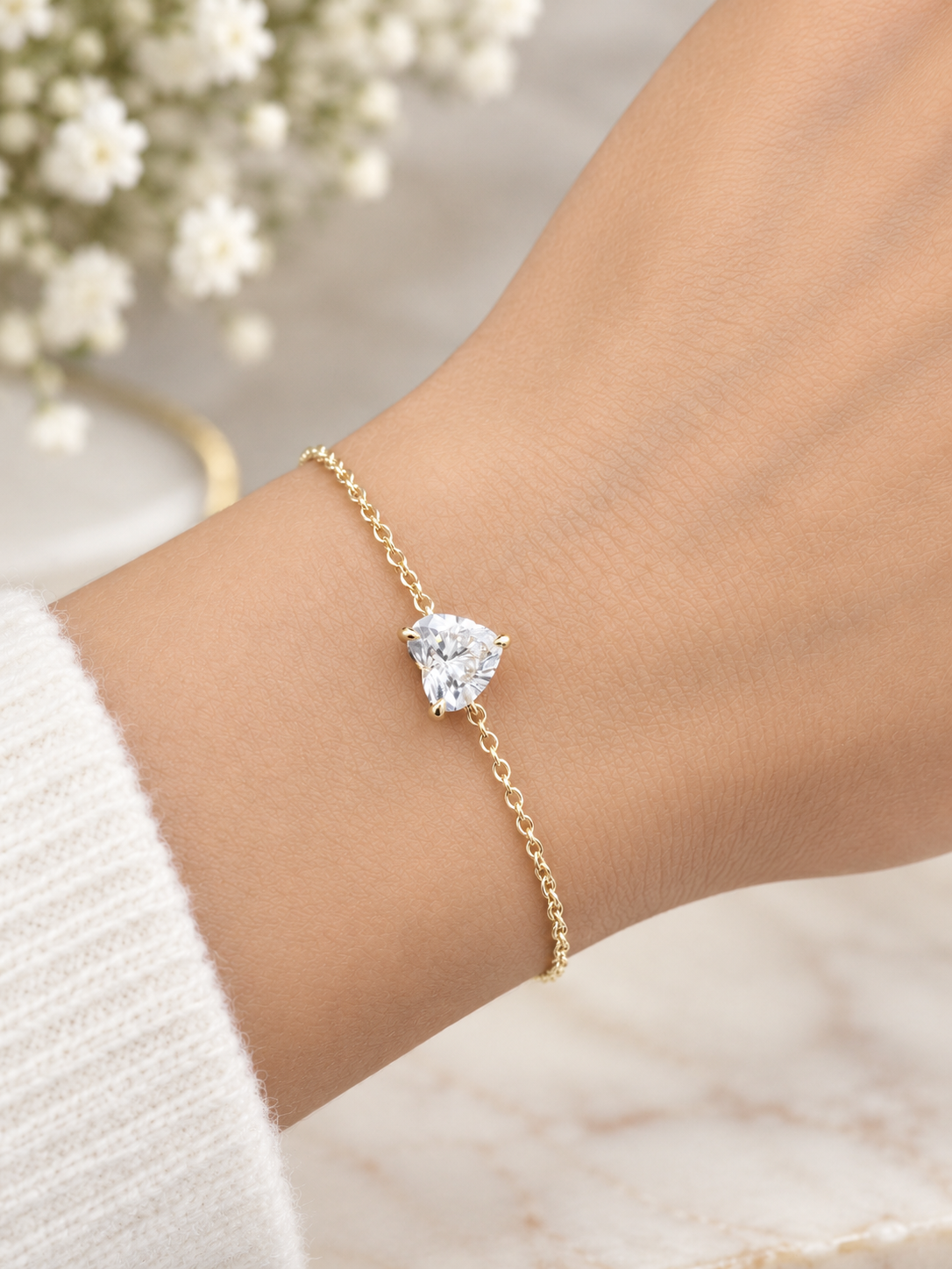 Custom Made 1cttw Heart Shape Lab Diamond 6.25" Bracelet