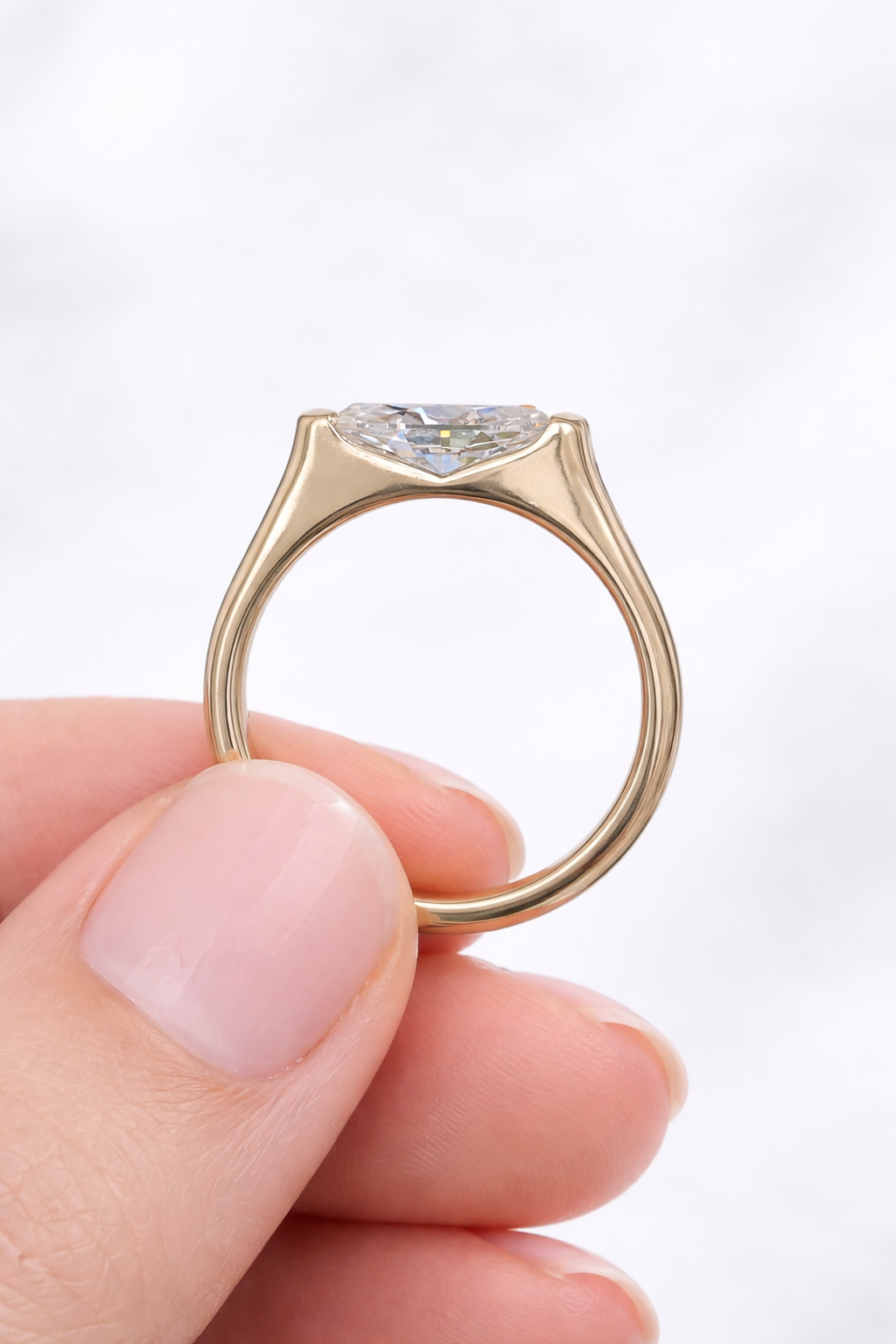 Custom - Made 1 CT+ Marquise Jenny Ring 14K Yellow Gold