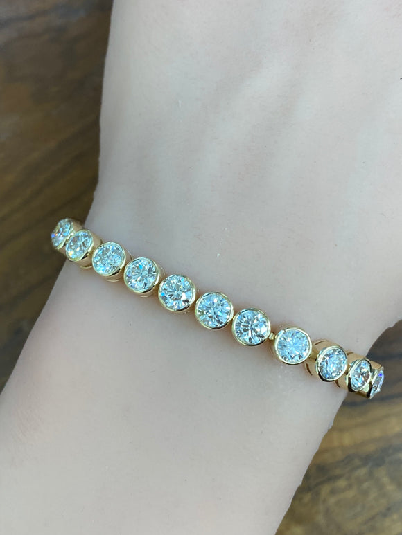 14k 12.27 CT Lab 7.25 inches Yellow Bezel Bracelet