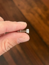 White gold 0.70ct emerald cut lab diamond stud earrings with screw backs