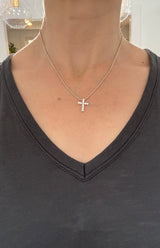 0.59ct lab diamond cross pendant in white gold