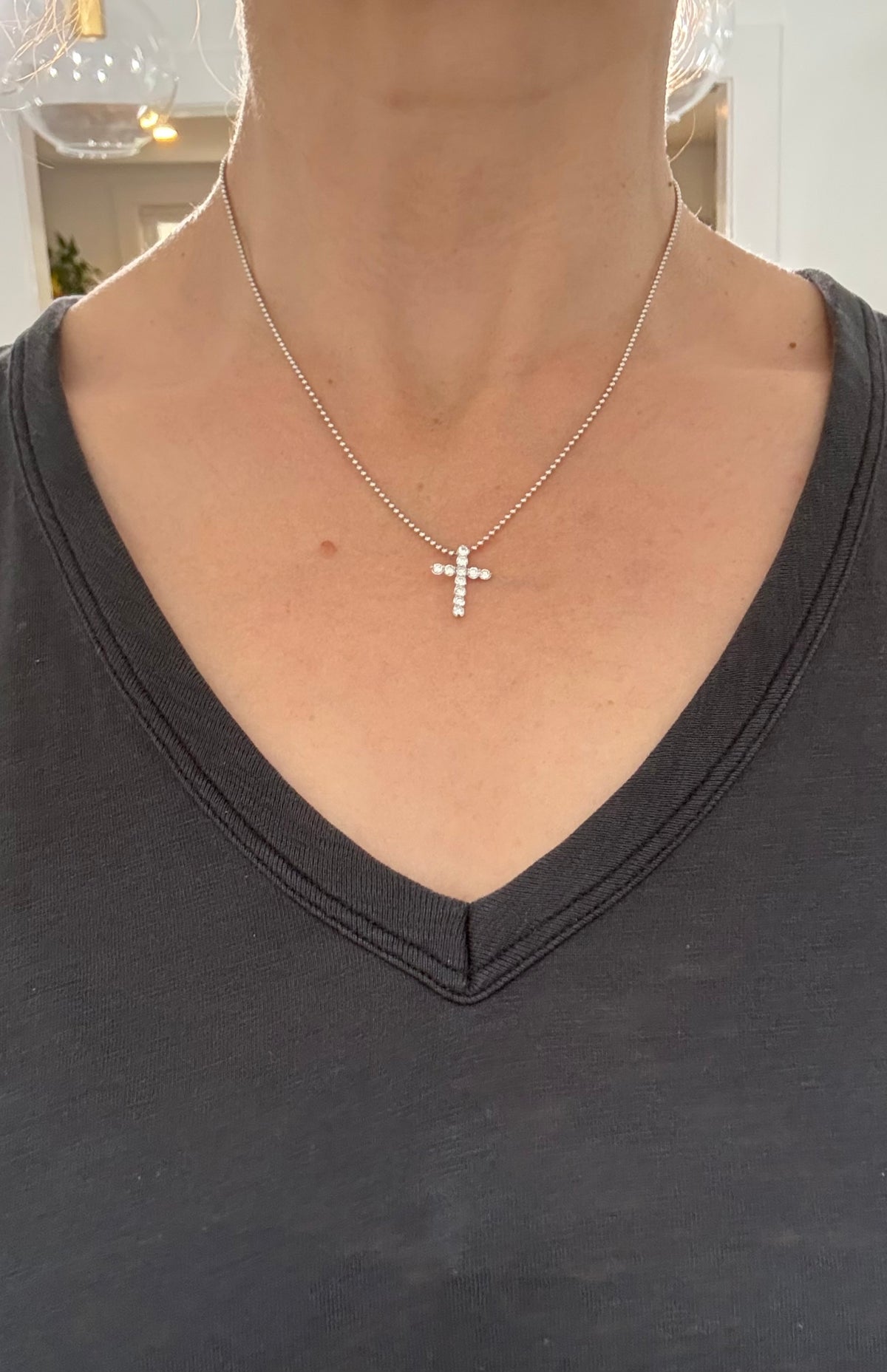 0.59ct lab diamond cross pendant in white gold
