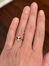 Rose gold white and black diamond cat ring