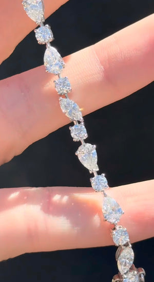 7.90 ct Marquise, Pear shape and round lab diamond tenni bracelet