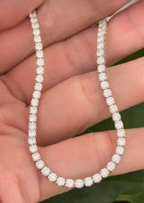 18” 4 prong white gold 12ct lab diamond tennis necklace