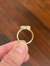 Yellow gold east west set marquise and round lab diamond ring. Marquise is IGI certified and 1.59cts E VS1