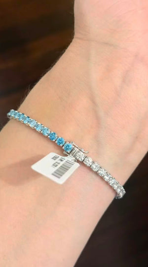 7.82 ct Blue and White Lab Diamond tennis bracelet