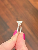 White gold IGI certified 2ct oval and tapered baguette lab diamond ring