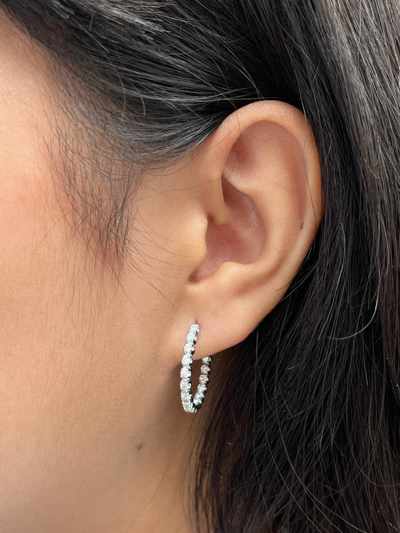 14k 1.0 ctw White Hoop Earrings