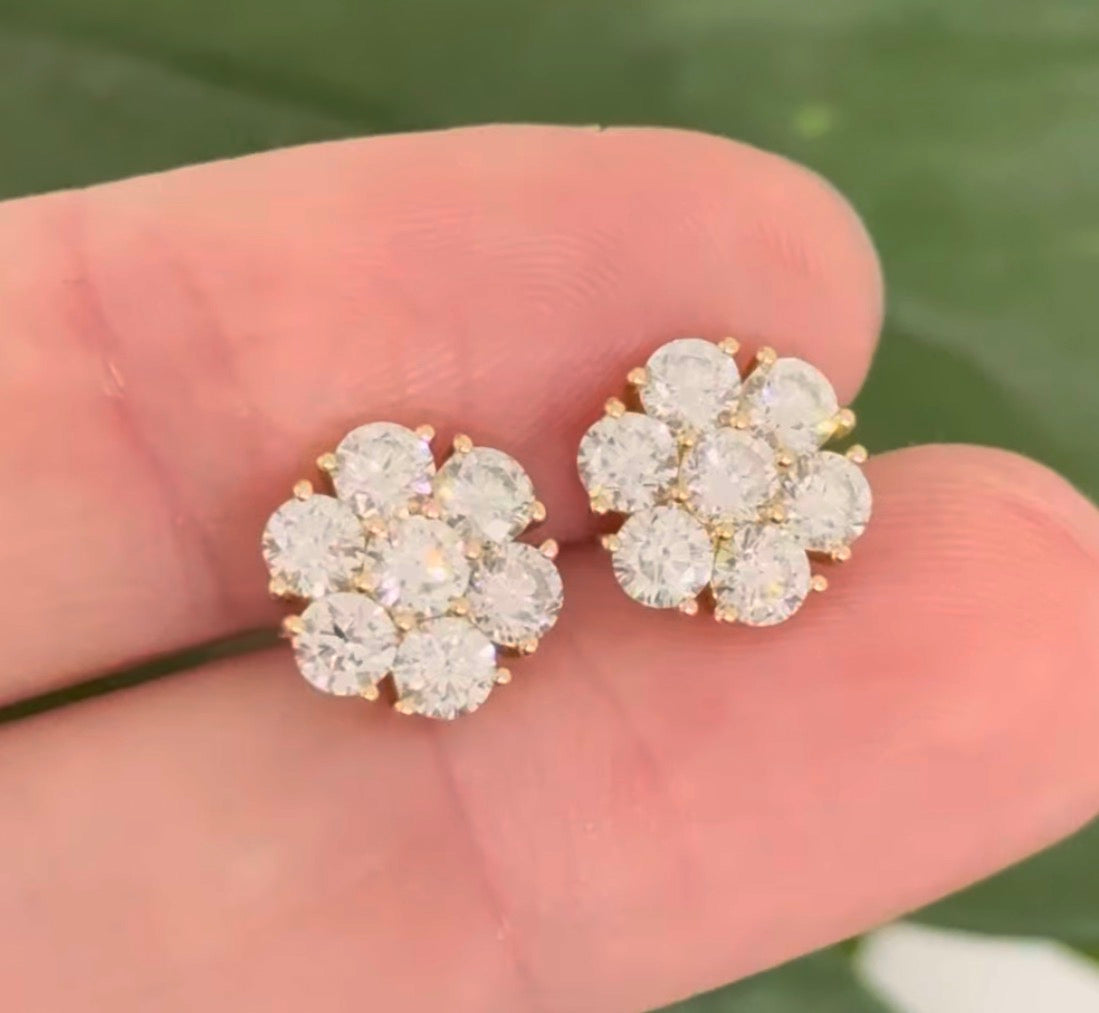 IGI certified yellow gold 2.12ct lab diamond earrings with push backs