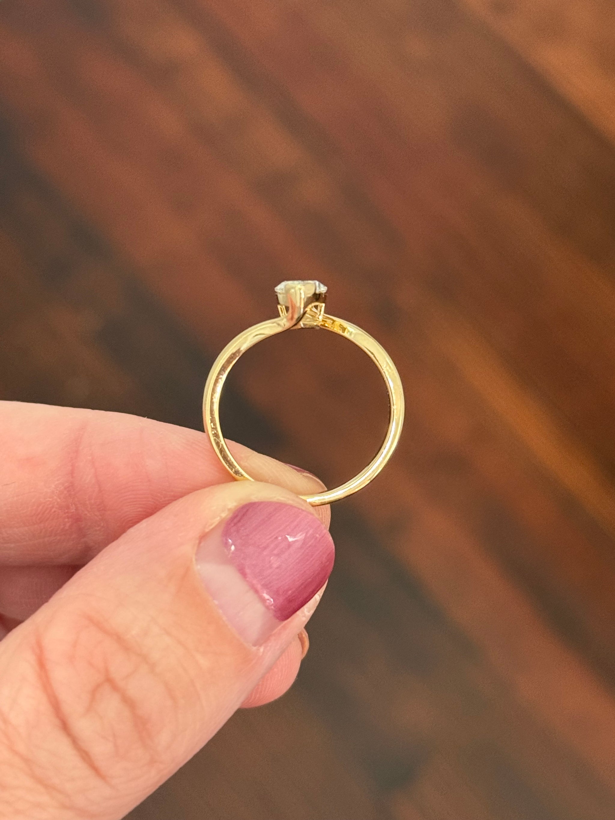 Yellow gold marquise lab diamond ring