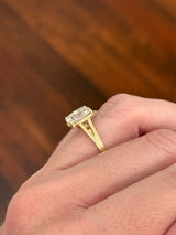 Yellow gold IGI certified 3.11ct antique cushion cut lab diamond ring
