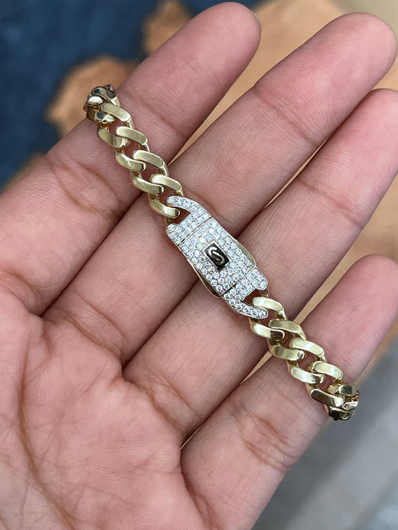 0.50 cttw 7 inches 14k Gold Cuban Link Bracelet