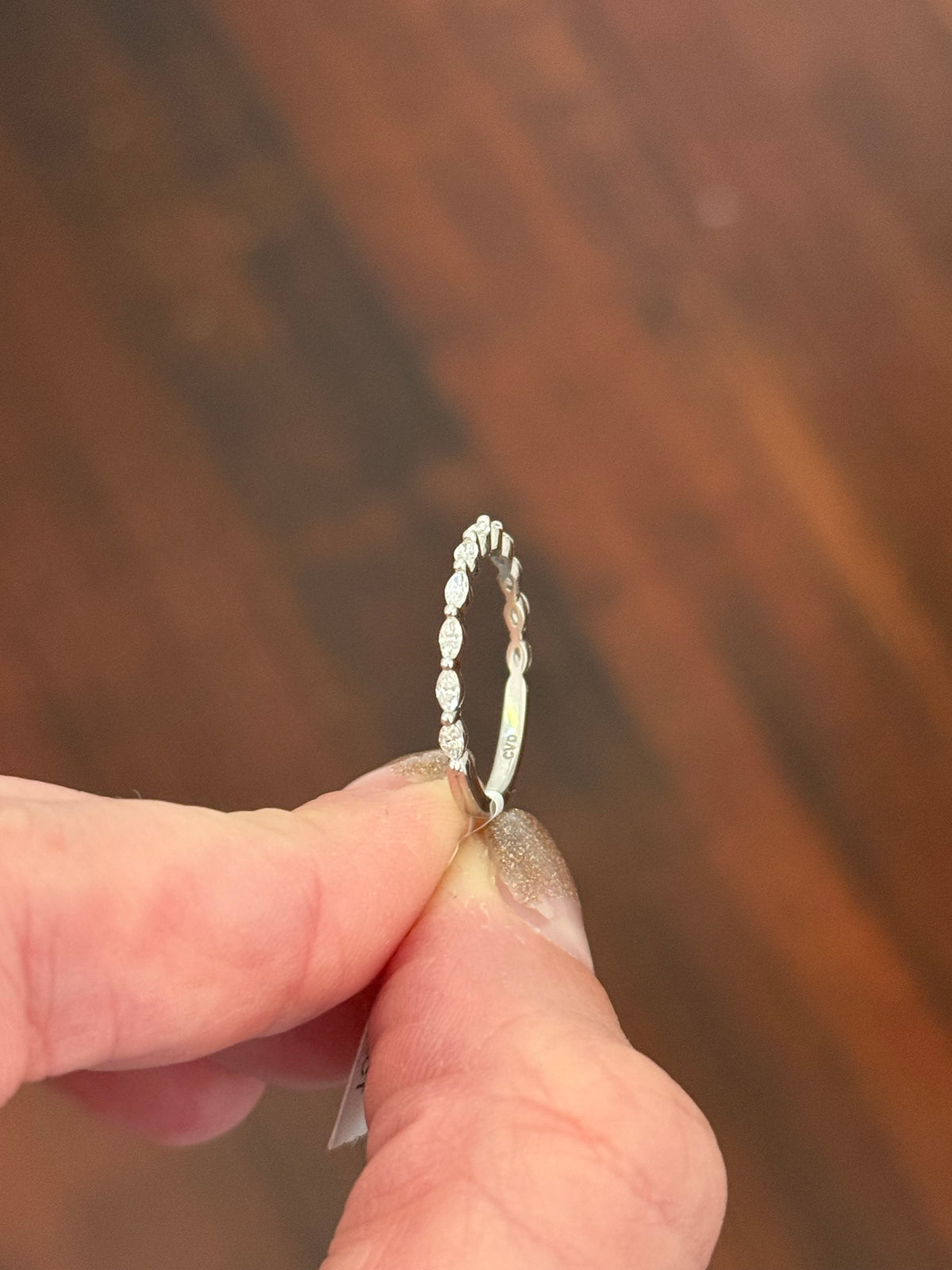 White gold 0.32ct marquise lab diamond band