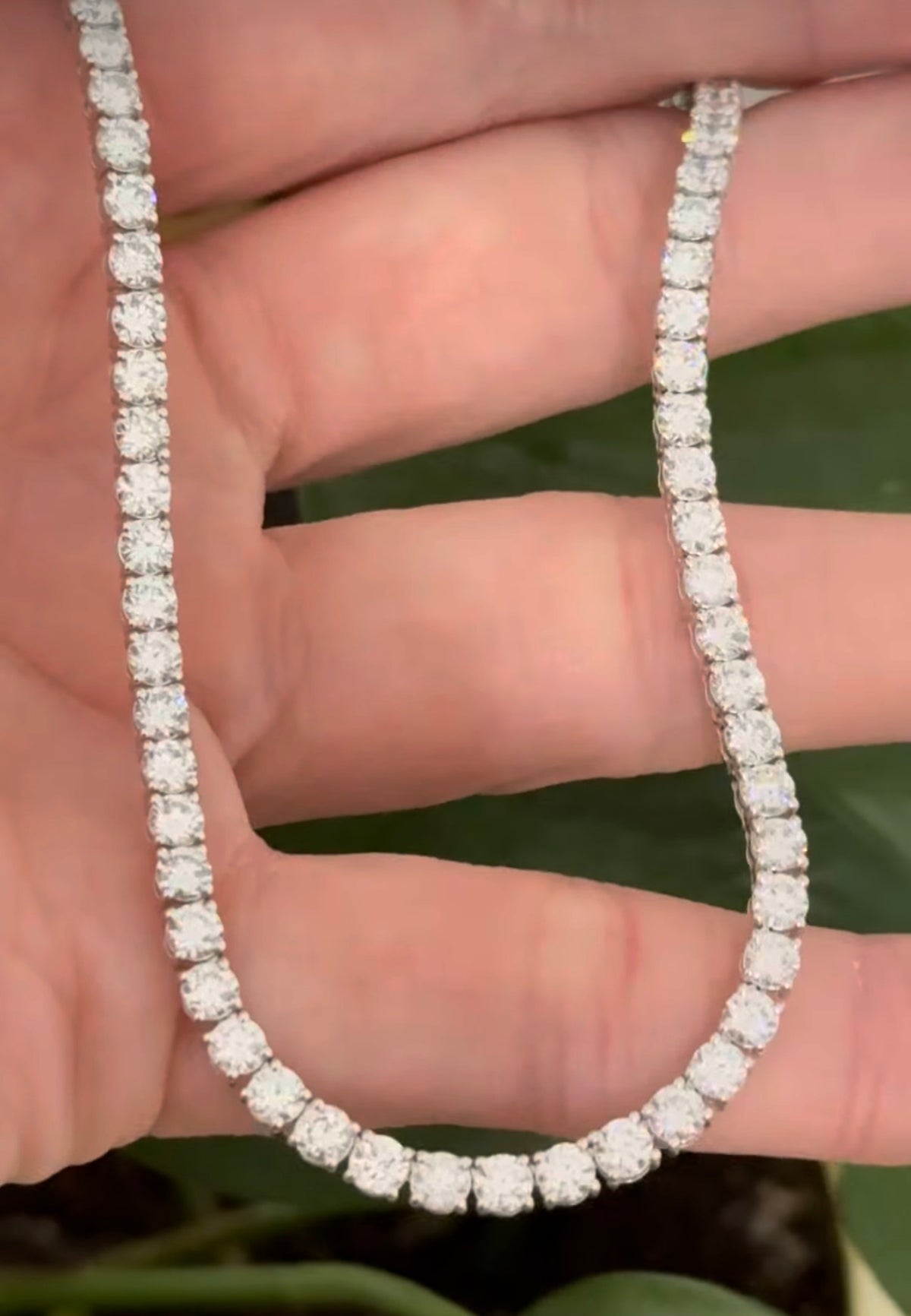 16.5” 4 prong white gold 15.52ct lab diamond tennis necklace
