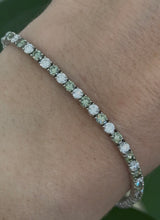 4 prong white gold 5.02ct green and white lab diamond tennis bracelet